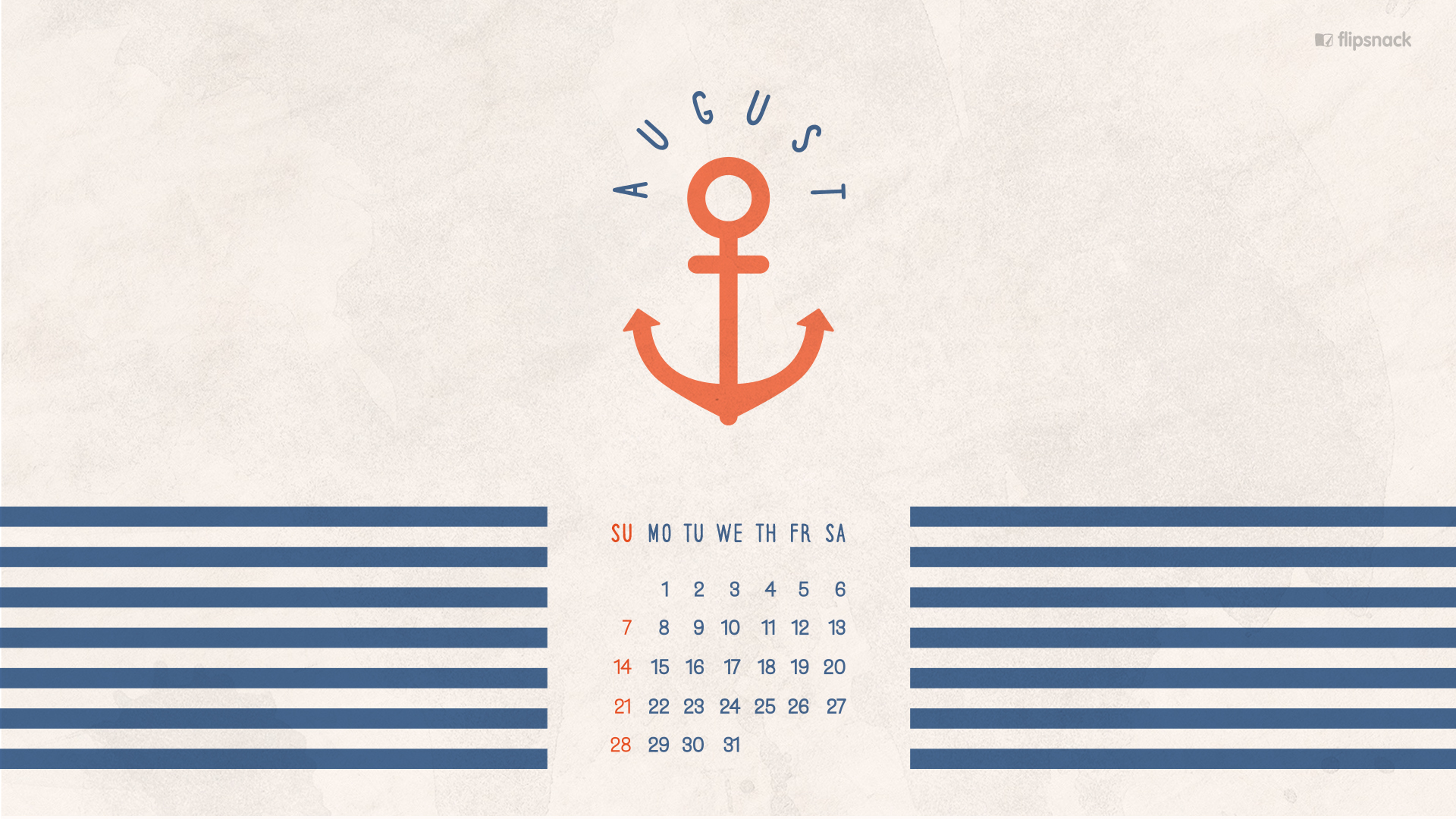 August 2016 Free Calendar Desktop Wallpaper